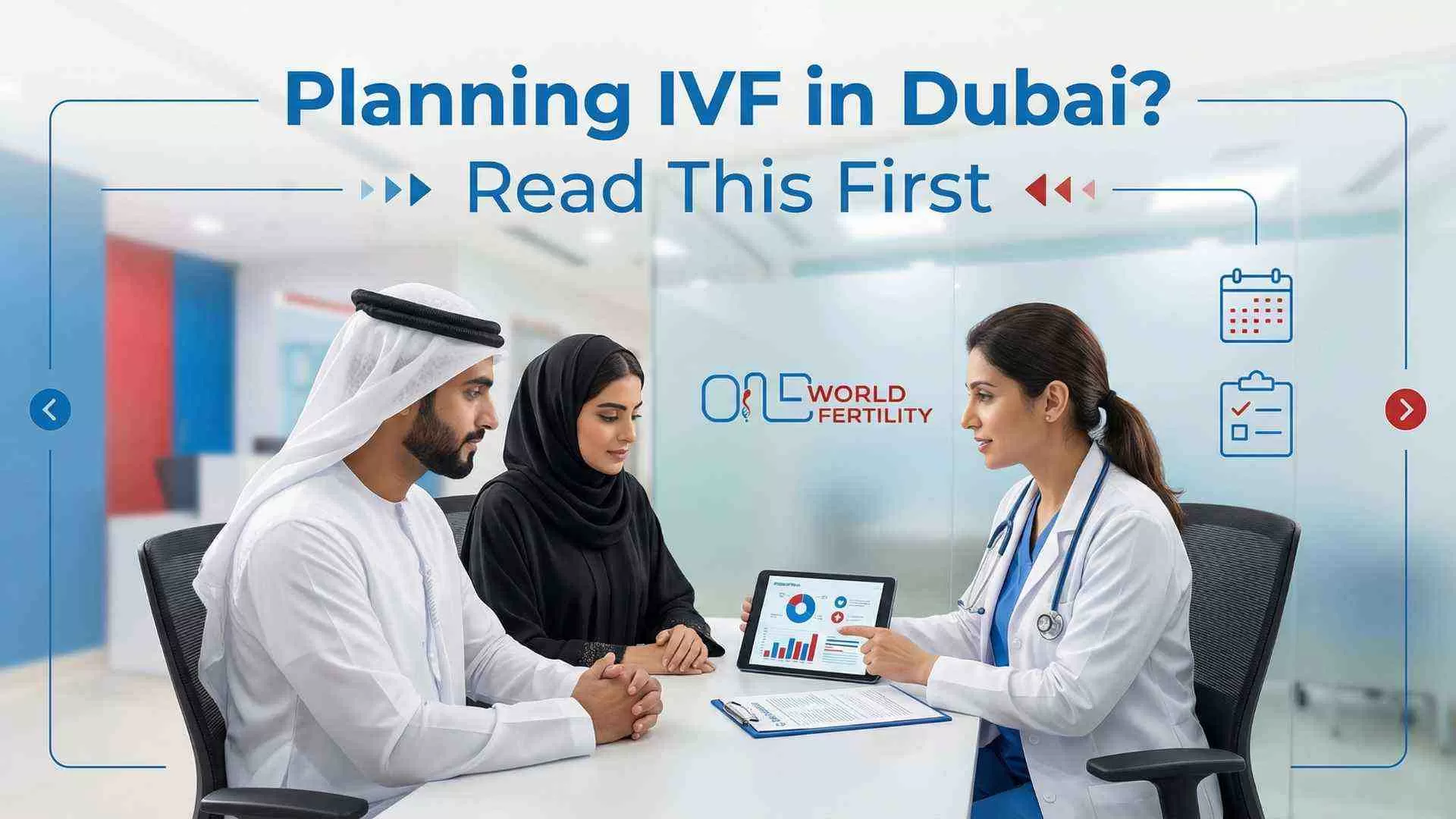 Couple consulting fertility doctor about IVF treatment in Dubai clinic