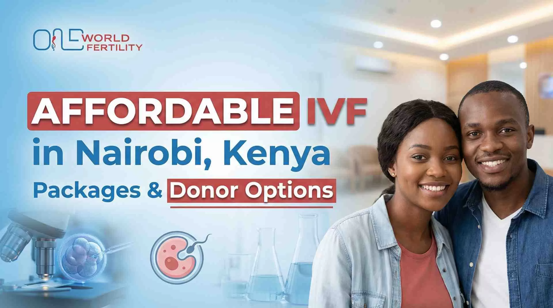 Couple consulting fertility specialist about IVF cost in Nairobi Kenya with clinic comparison chart